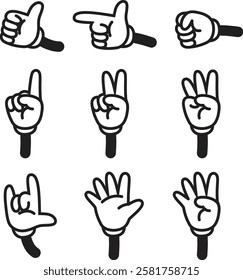 Various Hand Gesture caatoon Illustrations