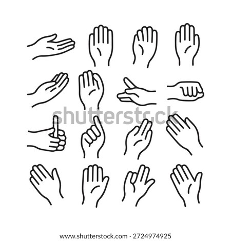 Various hand gestures depicted in simple line art illustrations