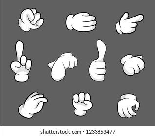 Various hand gestures different situations cartoon hands flat illustration. Vector illustration.