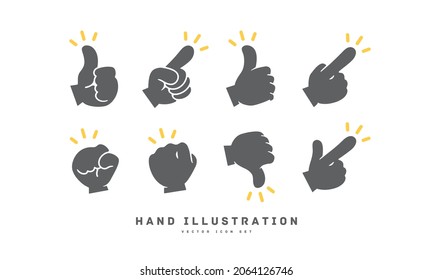 Various hand icons Like Good Nice Bad Check Point Fist