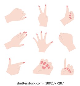 Various hand poses illustration set