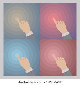 Various "hand pressing" illustrations. ESP8.
