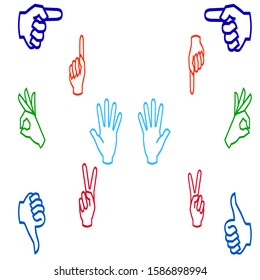 Various hand sign colorful vector design