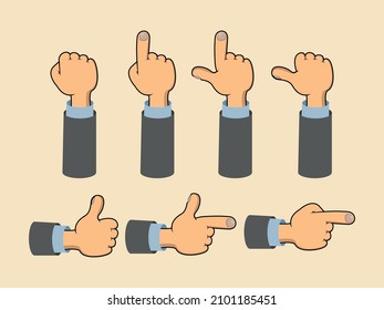 Various hand signs. Vector illustration.