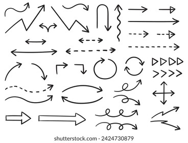 Various hand-drawn arrow sets, vector illustrations