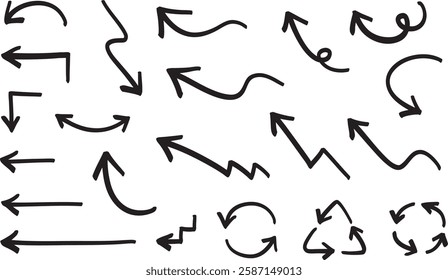 Various hand-drawn arrows set (black)
