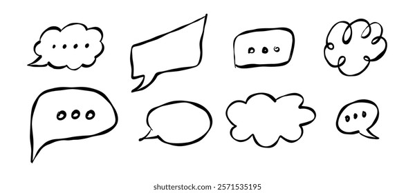 Various hand-drawn speech bubbles featuring different shapes and sizes for creative expression or communication projects