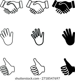 Vários Mãos Coleção, Handshake, Polegar Para Cima, Mão, Mãos Ícones