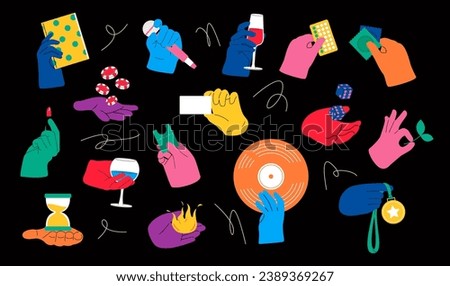 Similar – Image, Stock Photo Hand holding a condom. Hand drawn ink black and white illustration