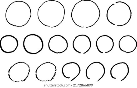 Various handwritten circle materials, circle materials like those written with a pencil or pen, surrounding rules