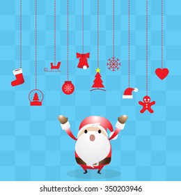 Various hanging Christmas ornaments