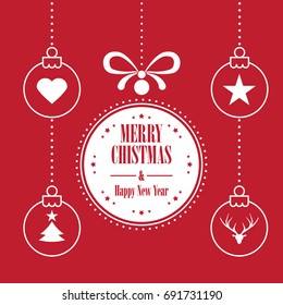 Various Hanging Christmas Ornaments Text Merry Stock Vector (Royalty ...