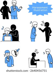 Various harassment illustration set :  Vector