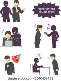 Various harassment illustration set :  Vector