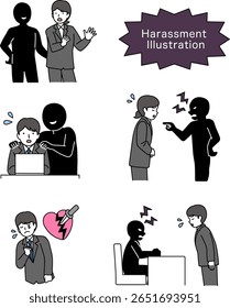 Vários conjuntos de ilustrações de assédio : Vetor