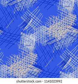 Various Hatches. Seamless Pattern with chaotic Hand Drawn Lines. Vintage Background for Textile, Paper, Fabric. Vertical, Horizontal and Diagonal Strokes. Grunge Vector Texture