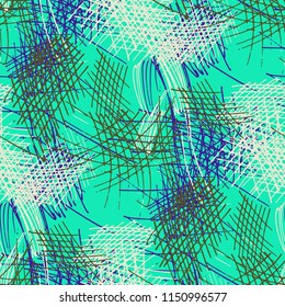 Various Hatches. Seamless Pattern with chaotic Hand Drawn Lines. Trendy Background for Cloth, Dress, Tablecloth. Vertical, Horizontal and Diagonal Strokes. Grunge Vector Texture