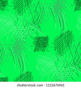 Various Hatches. Seamless Pattern with chaotic Hand Drawn Lines. Trendy Background for Textile, Paper, Print. Vertical, Horizontal and Diagonal Strokes. Grunge Vector Texture