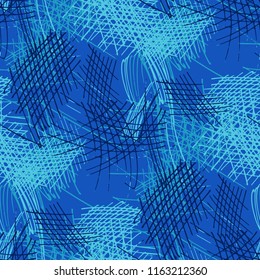 Various Hatches. Seamless Pattern with chaotic Hand Drawn Lines. Vintage Background for Curtain, Dress, Tablecloth. Vertical, Horizontal and Diagonal Strokes. Grunge Vector Texture