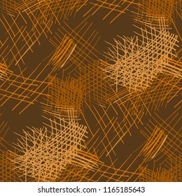Various Hatches. Seamless Pattern with chaotic Hand Drawn Lines. Retro Background for Textile, Shirt, Fabric. Vertical, Horizontal and Diagonal Strokes. Grunge Vector Texture