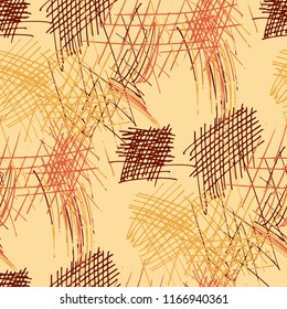 Various Hatches. Seamless Pattern with chaotic Hand Drawn Lines. Vintage Background for Cloth, Dress, Tablecloth. Vertical, Horizontal and Diagonal Strokes. Grunge Vector Texture