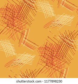 Various Hatches. Seamless Pattern with chaotic Hand Drawn Lines. Modern Background for Paper, Wallpaper, Underwear. Vertical, Horizontal and Diagonal Strokes. Grunge Vector Texture