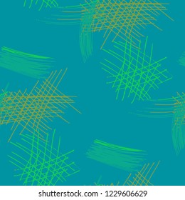 Various Hatches. Seamless Pattern with chaotic Hand Drawn Lines. Retro Background for Cloth, Dress, Tablecloth. Vertical, Horizontal and Diagonal Strokes. Grunge Vector Texture