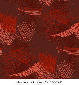 Various Hatches. Seamless Pattern with chaotic Hand Drawn Lines. Vintage Background for Cloth, Wallpaper, Linen. Vertical, Horizontal and Diagonal Strokes. Grunge Vector Texture