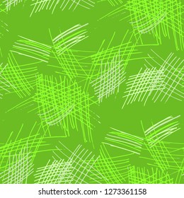 Various Hatches. Seamless Pattern with chaotic Hand Drawn Lines. Retro Background for Curtain, Dress, Tablecloth. Vertical, Horizontal and Diagonal Strokes. Grunge Vector Texture