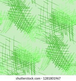 Various Hatches. Seamless Pattern with chaotic Hand Drawn Lines. Retro Background for Textile, Paper, Print. Vertical, Horizontal and Diagonal Strokes. Grunge Vector Texture