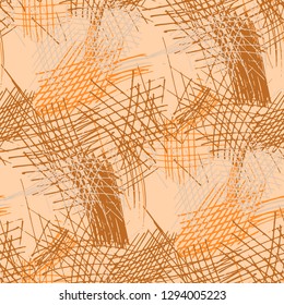 Various Hatches. Seamless Pattern with chaotic Hand Drawn Lines. Trendy Background for Textile, Paper, Fabric. Vertical, Horizontal and Diagonal Strokes. Grunge Vector Texture