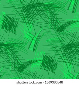 Various Hatches. Seamless Pattern with chaotic Hand Drawn Lines. Vintage Background for Curtain, Shirt, Fabric. Vertical, Horizontal and Diagonal Strokes. Grunge Vector Texture