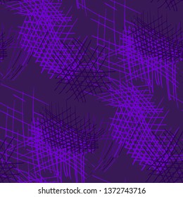Various Hatches. Seamless Pattern with chaotic Hand Drawn Lines. Vintage Background for Cloth, Dress, Tablecloth. Vertical, Horizontal and Diagonal Strokes. Grunge Vector Texture