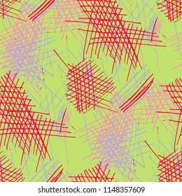 Various Hatches. Seamless Texture with chaotic Hand Drawn Lines. Modern Background for Cloth, Dress, Linen. Vertical, Horizontal and Diagonal Strokes. Grunge Vector Texture