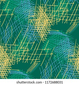 Various Hatches. Seamless Texture with chaotic Hand Drawn Lines. Modern Background for Paper, Wallpaper, Underwear. Vertical, Horizontal and Diagonal Strokes. Grunge Vector Texture