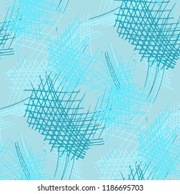 Various Hatches. Seamless Texture with chaotic Hand Drawn Lines. Trendy Background for Curtain, Shirt, Tablecloth. Vertical, Horizontal and Diagonal Strokes. Grunge Vector Texture