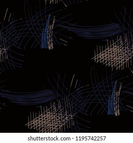 Various Hatches. Seamless Texture with chaotic Hand Drawn Lines. Trendy Background for Paper, Wallpaper, Linen. Vertical, Horizontal and Diagonal Strokes. Grunge Vector Texture