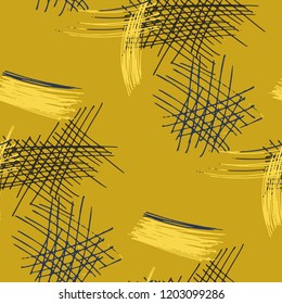 Various Hatches. Seamless Texture with chaotic Hand Drawn Lines. Vintage Background for Calico, Fabric, Print. Vertical, Horizontal and Diagonal Strokes. Grunge Vector Texture
