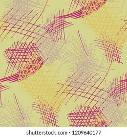 Various Hatches. Seamless Texture with chaotic Hand Drawn Lines. Modern Background for Calico, Fabric, Print. Vertical, Horizontal and Diagonal Strokes. Grunge Vector Texture