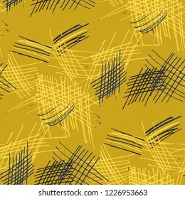 Various Hatches. Seamless Texture with chaotic Hand Drawn Lines. Retro Background for Textile, Paper, Fabric. Vertical, Horizontal and Diagonal Strokes. Grunge Vector Texture