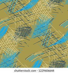Various Hatches. Seamless Texture with chaotic Hand Drawn Lines. Vintage Background for Paper, Wallpaper, Linen. Vertical, Horizontal and Diagonal Strokes. Grunge Vector Texture