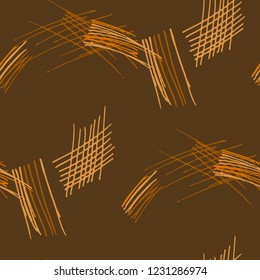Various Hatches. Seamless Texture with chaotic Hand Drawn Lines. Modern Background for Chintz, Print, Swimwear. Vertical, Horizontal and Diagonal Strokes. Grunge Vector Texture