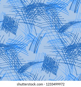 Various Hatches. Seamless Texture with chaotic Hand Drawn Lines. Retro Background for Cloth, Dress, Linen. Vertical, Horizontal and Diagonal Strokes. Grunge Vector Texture
