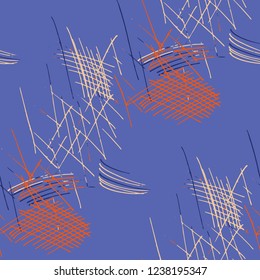 Various Hatches. Seamless Texture with chaotic Hand Drawn Lines. Vintage Background for Textile, Paper, Fabric. Vertical, Horizontal and Diagonal Strokes. Grunge Vector Texture