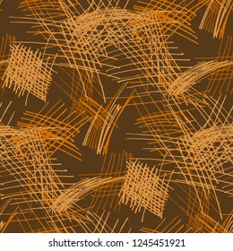 Various Hatches. Seamless Texture with chaotic Hand Drawn Lines. Trendy Background for Calico, Fabric, Print. Vertical, Horizontal and Diagonal Strokes. Grunge Vector Texture