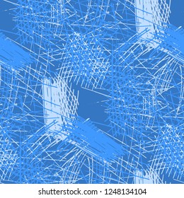 Various Hatches. Seamless Texture with chaotic Hand Drawn Lines. Retro Background for Paper, Wallpaper, Linen. Vertical, Horizontal and Diagonal Strokes. Grunge Vector Texture