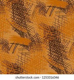 Various Hatches. Seamless Texture with chaotic Hand Drawn Lines. Vintage Background for Textile, Paper, Fabric. Vertical, Horizontal and Diagonal Strokes. Grunge Vector Texture