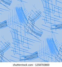 Various Hatches. Seamless Texture with chaotic Hand Drawn Lines. Trendy Background for Textile, Paper, Fabric. Vertical, Horizontal and Diagonal Strokes. Grunge Vector Texture