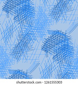 Various Hatches. Seamless Texture with chaotic Hand Drawn Lines. Modern Background for Calico, Fabric, Print. Vertical, Horizontal and Diagonal Strokes. Grunge Vector Texture