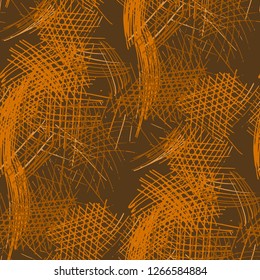 Various Hatches. Seamless Texture with chaotic Hand Drawn Lines. Retro Background for Textile, Paper, Print. Vertical, Horizontal and Diagonal Strokes. Grunge Vector Texture